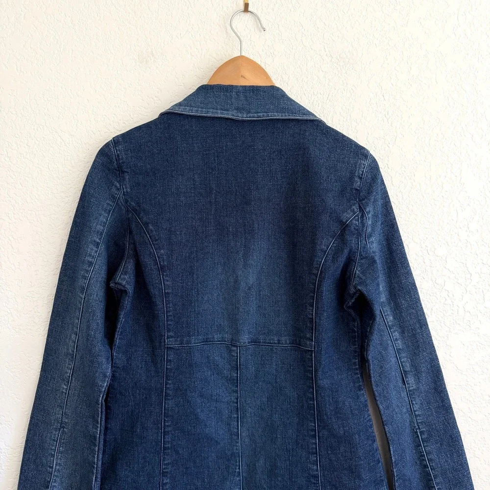 Rubbish Y2K‎ Denim Trench Coat Long Duster Jacket Dark Wash Indigo Small